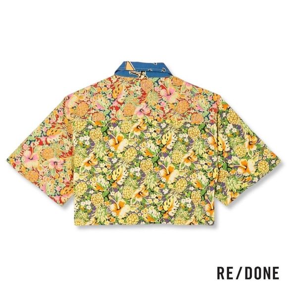 RE/DONE **NWT** Oversized Crop Shirt in Multi pineapple - Picture 11 of 16